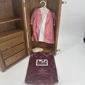 American Girl Doll Pleasant Company Samantha White Nightgown Robe, & Slippers